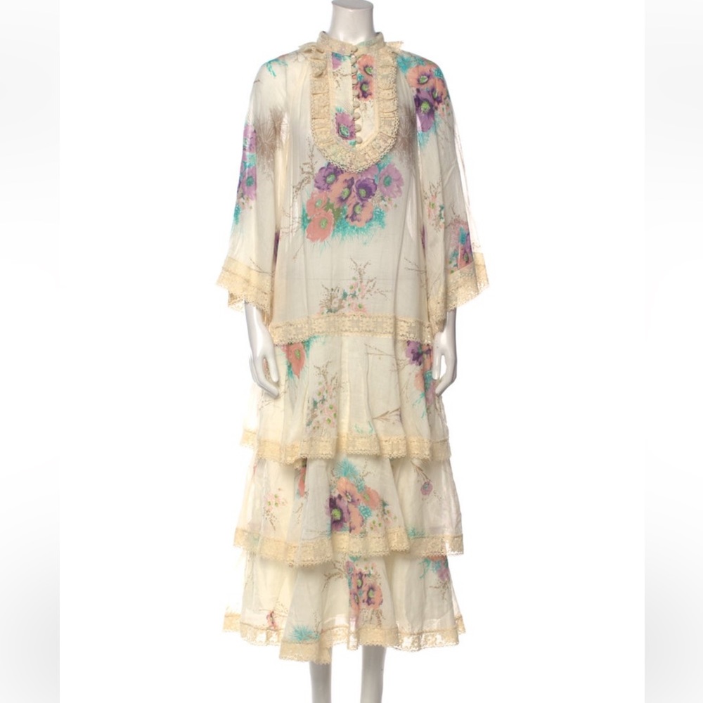 Zimmermann Floral Lace Tiered Resort Dress Gown L / XL size 2 fits bigger